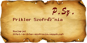 Prikler Szofrónia névjegykártya
